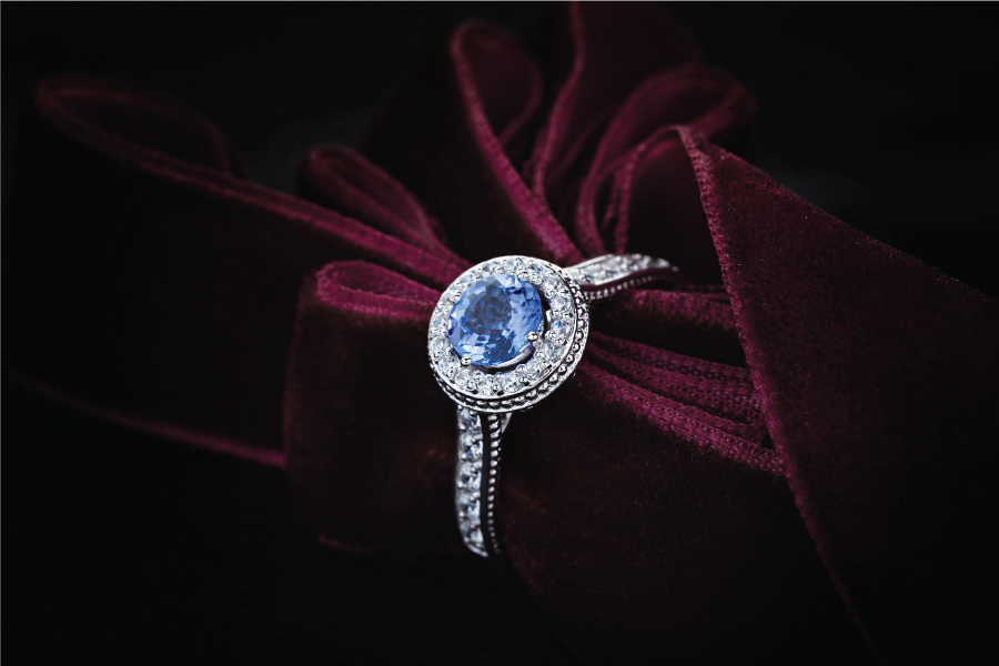 Wedding blue diamond ring