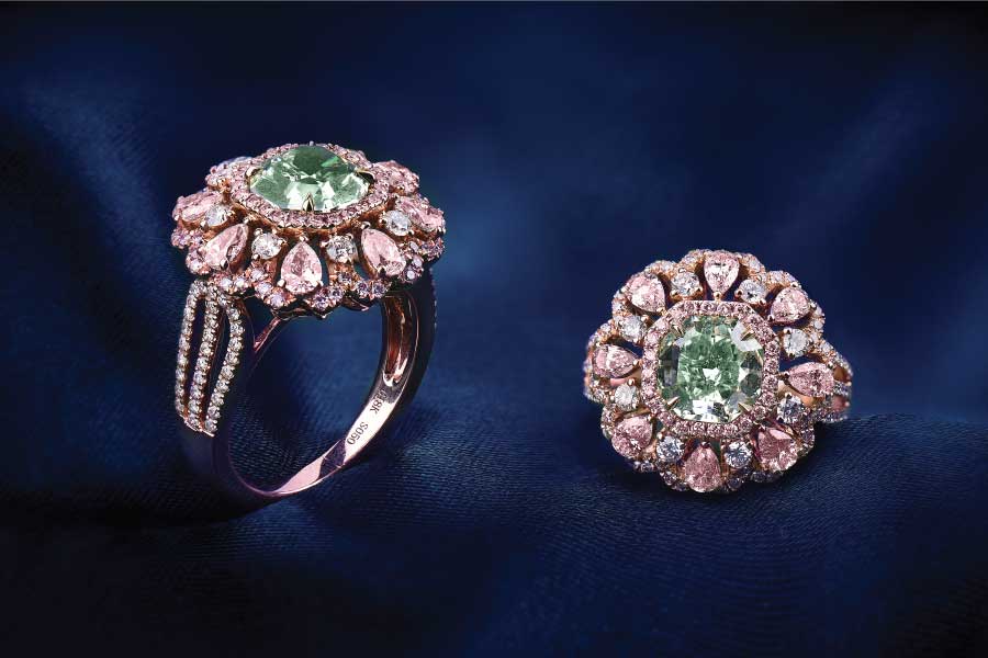 Colorful diamond shaped rings