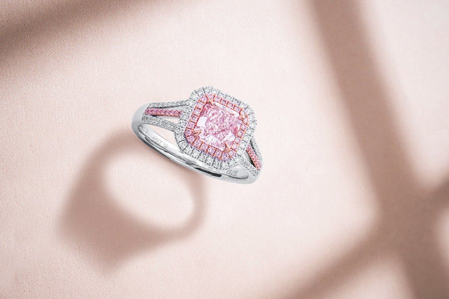 Pink diamond silver on sale ring