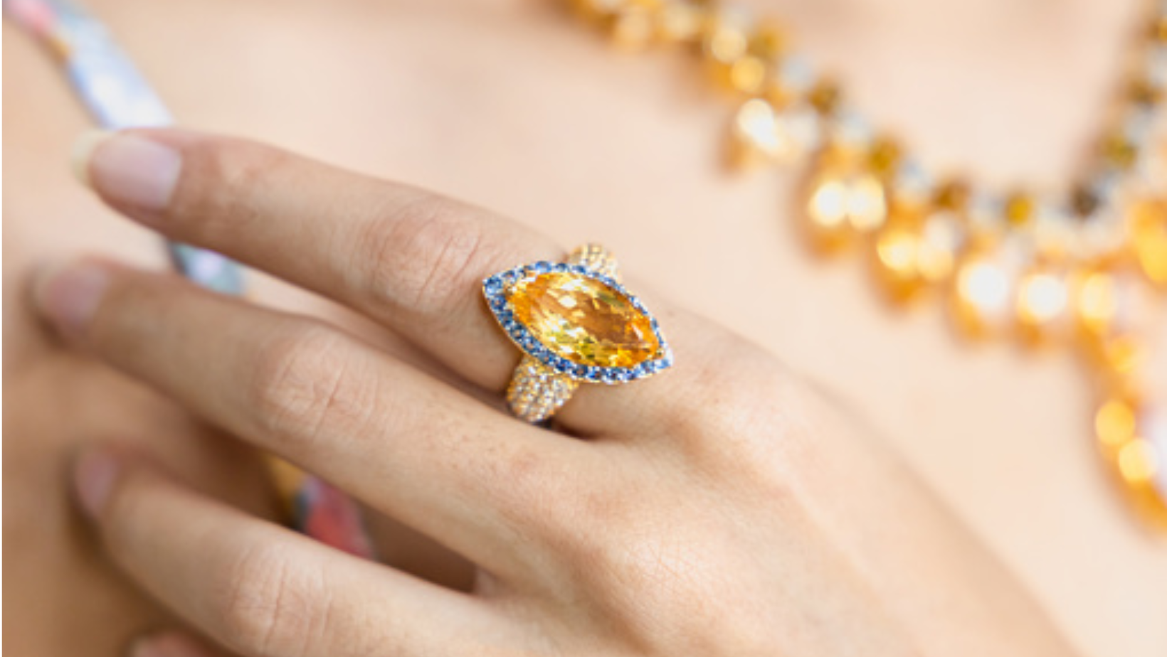 Yellow topaz deals and sapphire ring