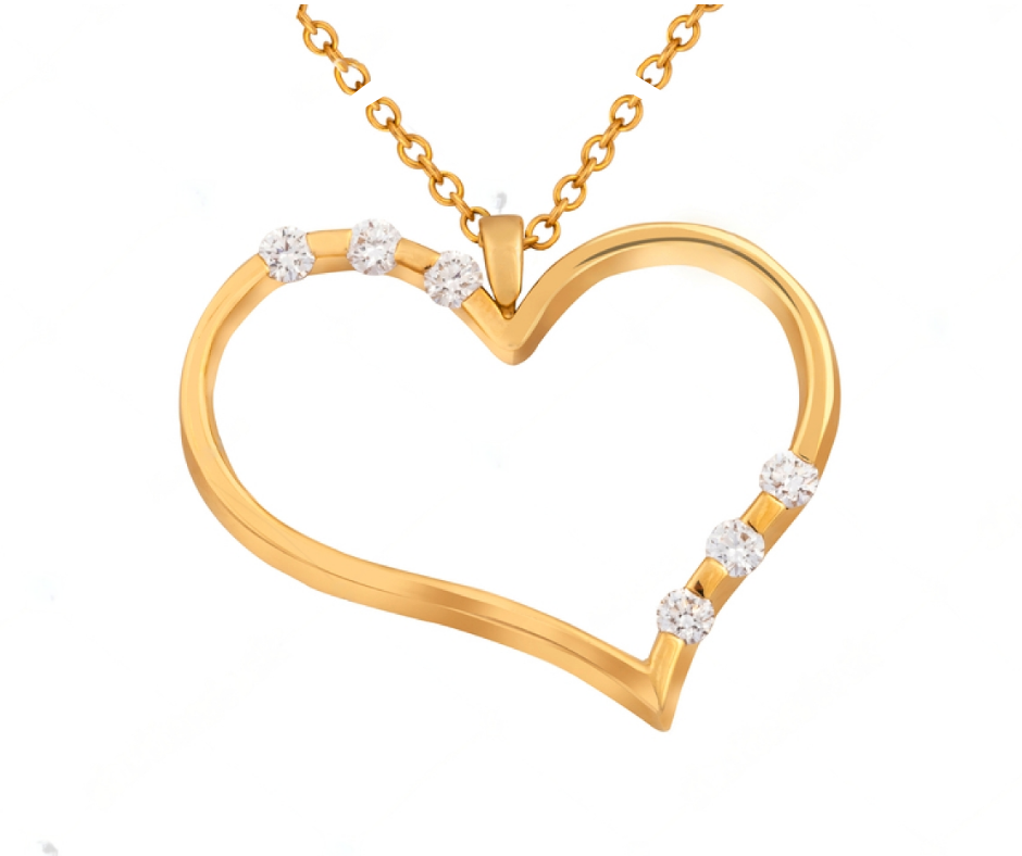Yellow Gold Heart Pendant With Diamonds